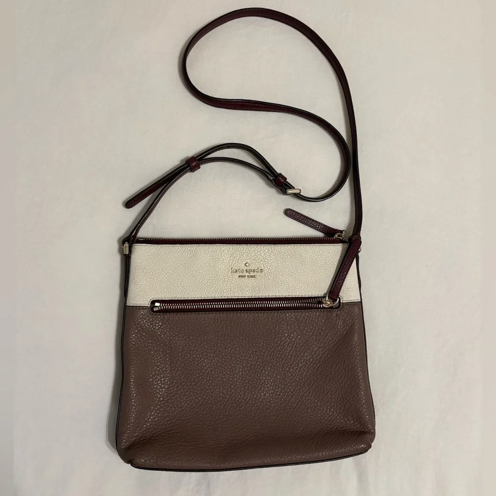 Kate Spade Burgundy, Brown, and Cream Crossbody Bag - Picture 1 of 5